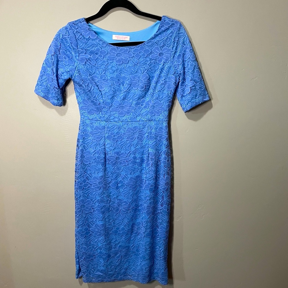 SM Blue lace dress modest vintage style